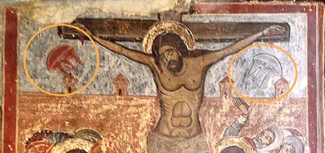 Naves alienígenas em pinturas antigas - 2 – A Crucificação de Cristo - Versão 2